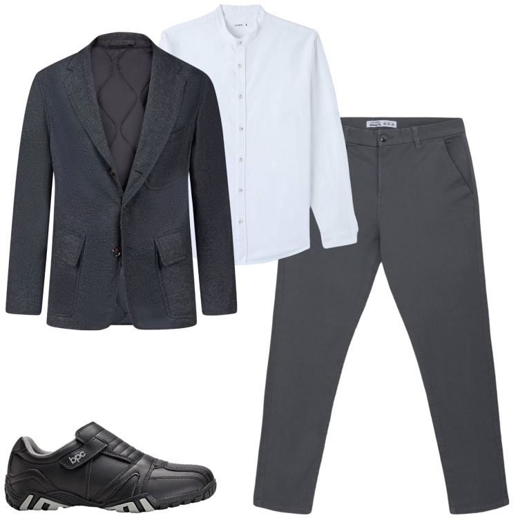 Outfit uomo - Ottobre. Stile Urban per Tutti i giorni. Abbinamento con scarpe sportive, camicie, pantaloni chino, giacche.