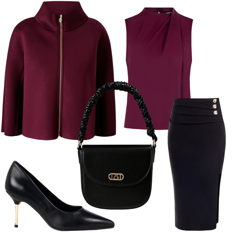 Outfit donna - Bantoa - Fall Mid Season Sale. Stile Minimal per Serata fuori. Abbinamento con top, cappe, gonne, décolleté, borse a mano.