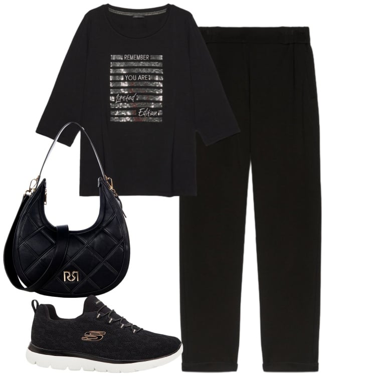 Outfit donna - Fiorella Rubino. Stile Casual chic per Tutti i giorni. Abbinamento con sneakers, borse a tracolla, pantaloni, t-shirt.