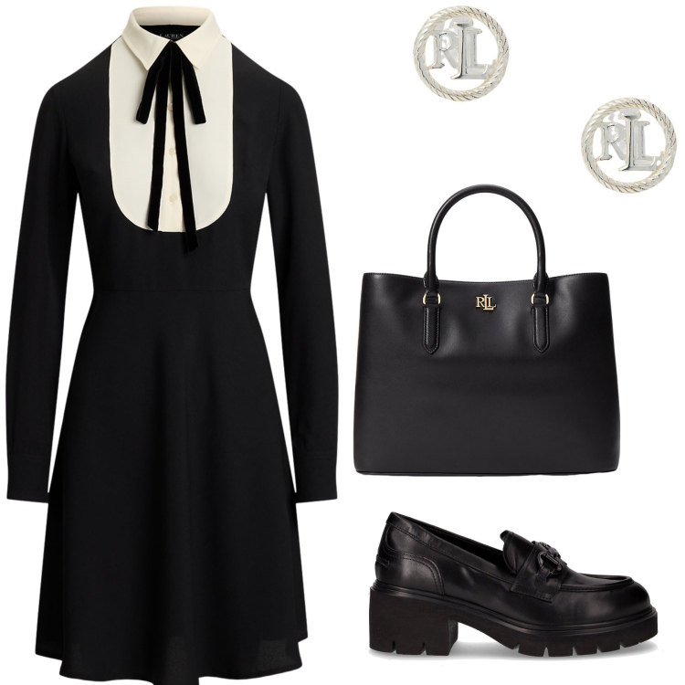 Outfit donna - Ufficio bon ton. Stile Urban per Ufficio. Abbinamento con vestiti, borse a mano, orecchini, décolleté.