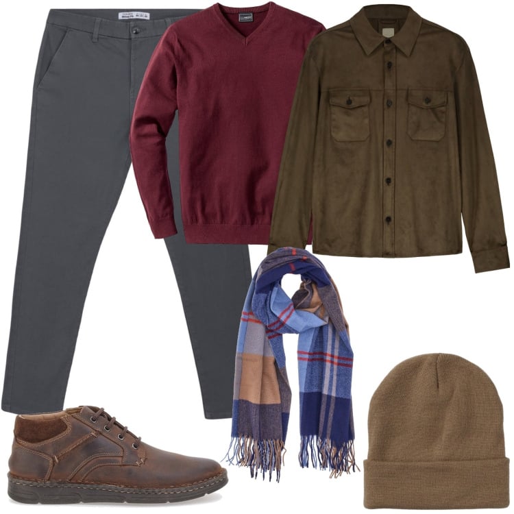 Outfit uomo - Ottobre in maglia. Stile Urban per Tutti i giorni. Abbinamento con maglieria, pantaloni chino, berretti, sciarpe, scarpe stringate, giacche.