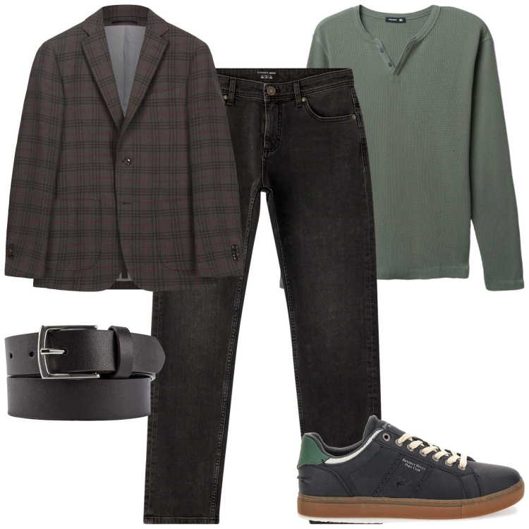 Outfit uomo - La giacca passepartout. Stile Urban per Tutti i giorni. Abbinamento con jeans, t-shirt, giacche, sneakers, cinture.