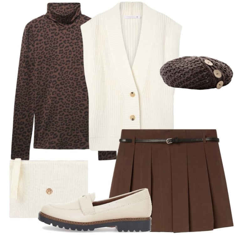 Outfit donna - Mocassini intramontabile panna. Stile Trendy per Tutti i giorni. Abbinamento con berretti, minigonne, gilet, t-shirt, valigie, mocassini.