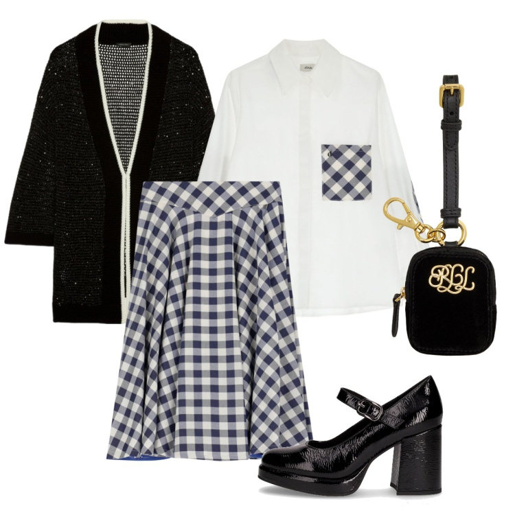 Outfit donna - La collega in ufficio. Stile Basic per Ufficio. Abbinamento con gonne, camicie, pochette, cardigans, décolleté.