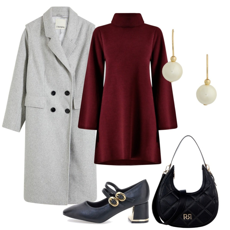 Outfit donna - Le perle. Stile Bon Ton per Serata fuori. Abbinamento con cappotti, borse a tracolla, vestiti corti, orecchini, décolleté.