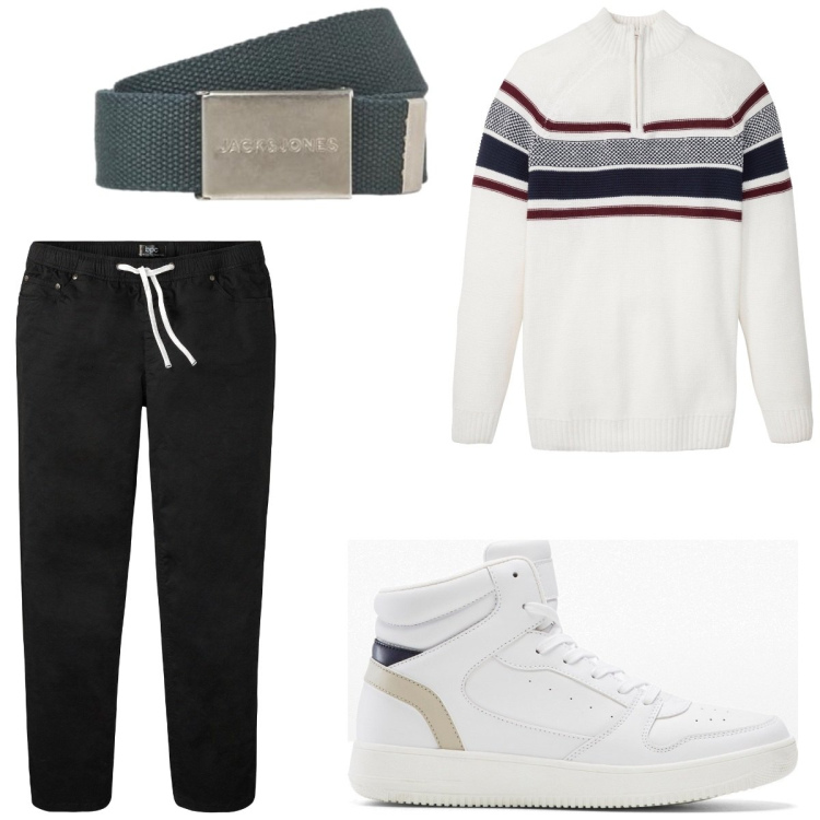 Outfit homme - Urban #4699. Style Urban pour Tous les jours. Assortir avec gros pulls, sneakers, pantalon , ceintures.