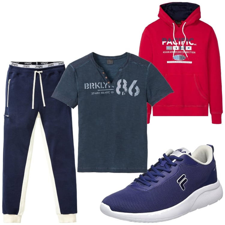 Outfit homme - Urban #4701. Style Urban pour Sport. Assortir avec pantalons de sport, sweats à capuche, t-shirts, sneakers.