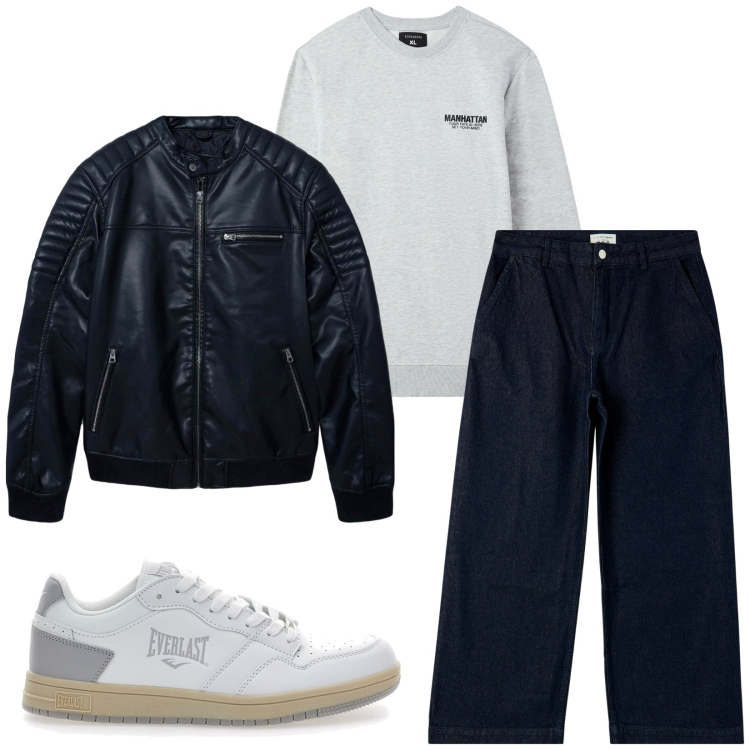 Outfit uomo - Total look #2256341. Stile Casual per Tutti i giorni. Abbinamento con giacche, felpe, jeans, sneakers.