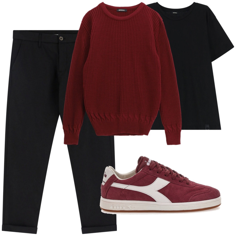 Outfit uomo - Pantaloni chino. Stile Trendy per Tutti i giorni. Abbinamento con maglieria, t-shirt, pantaloni chino, sneakers.