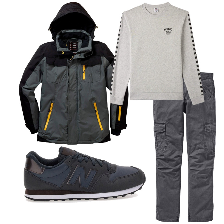 Outfit uomo - Total look #2256431. Stile Casual per Tutti i giorni. Abbinamento con pantaloni cargo, giacche, felpe, sneakers.