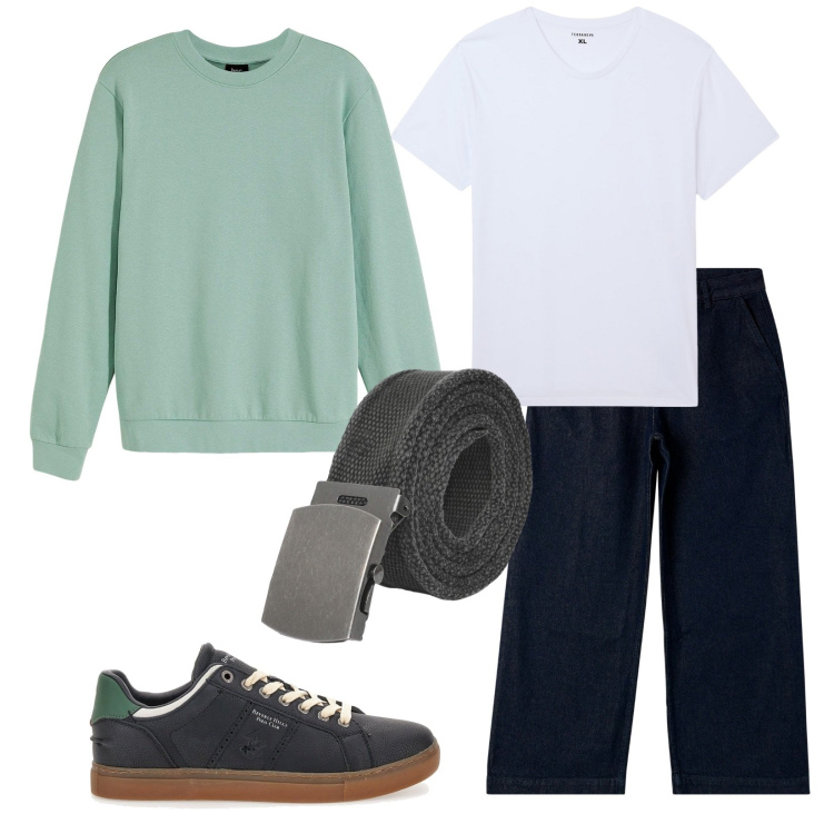 Outfit uomo - Total look #2256524. Stile Casual per Tutti i giorni. Abbinamento con felpe, t-shirt, cinture, jeans, sneakers.