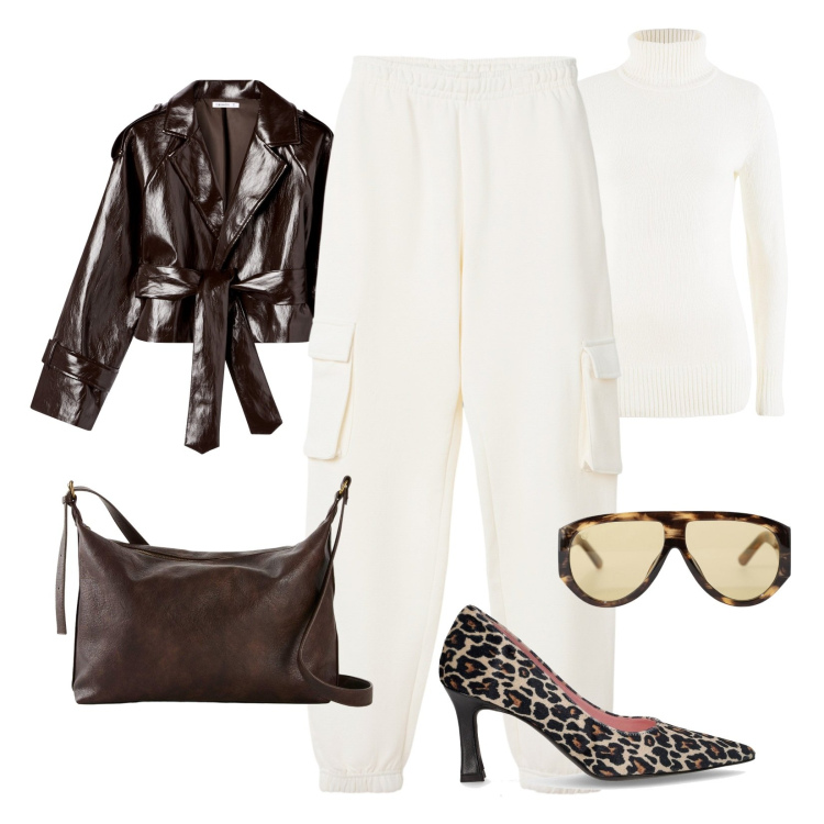 Outfit donna - Un tocco di luce!. Stile Glamour per Serata fuori. Abbinamento con maglieria, borse a tracolla, giacche, pantaloni, occhiali da sole, décolleté.