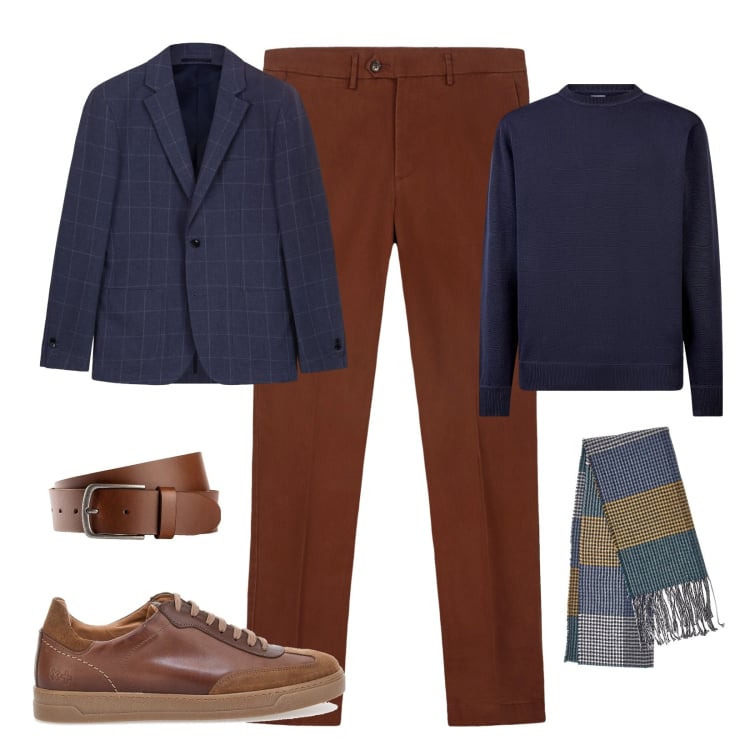Outfit uomo - Serata in città. Stile Urban per Serata speciale. Abbinamento con cinture, maglieria, sneakers, giacche, pantaloni chino, sciarpe.