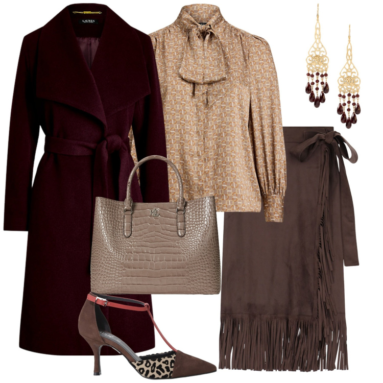 Outfit donna - Total look #2256629. Stile Glamour per Serata fuori. Abbinamento con décolleté, gonne, cappotti, orecchini, borse a mano, camicie.