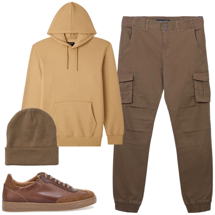 Outfit uomo - Total look #2256652. Stile Casual per Tutti i giorni. Abbinamento con pantaloni cargo, berretti, felpe con cappuccio, sneakers.