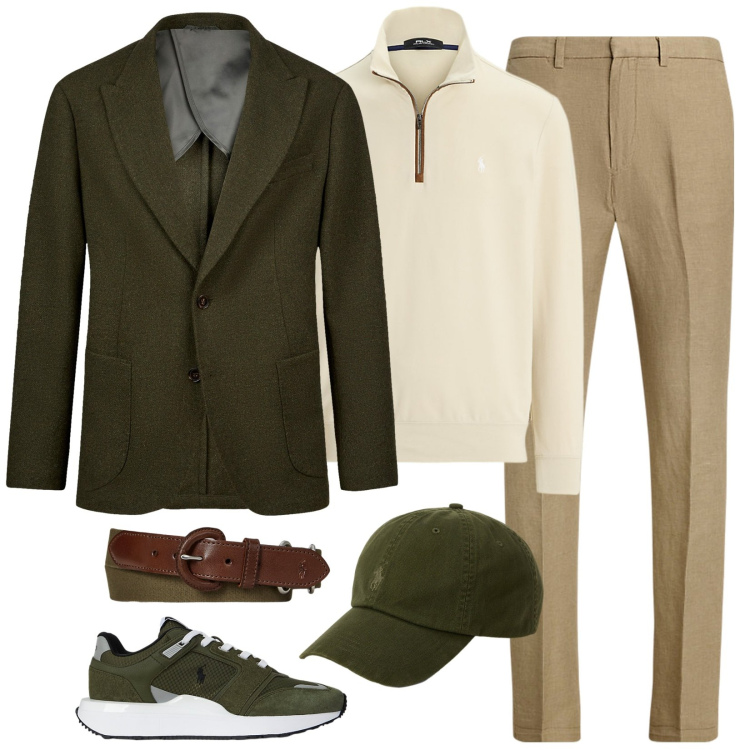 Outfit uomo - Serata in città. Stile Casual per Tutti i giorni. Abbinamento con pantaloni, cappelli, cinture, pullovers, sneakers, giacche.