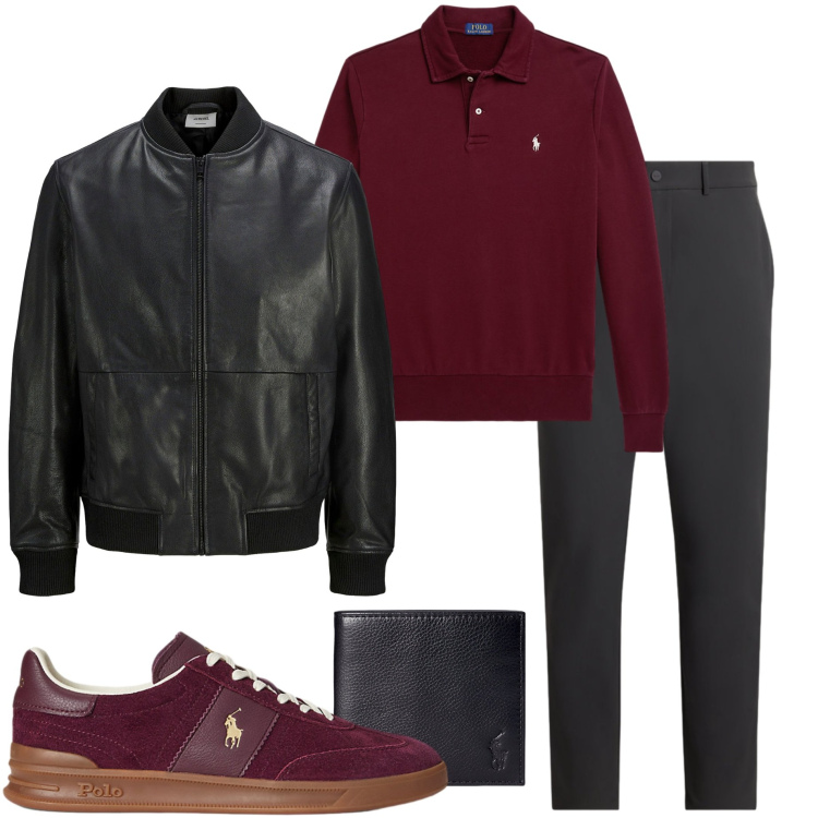Outfit uomo - Giacca in pelle. Stile Urban per Tutti i giorni. Abbinamento con giacche, portafogli, felpe, sneakers, pantaloni.