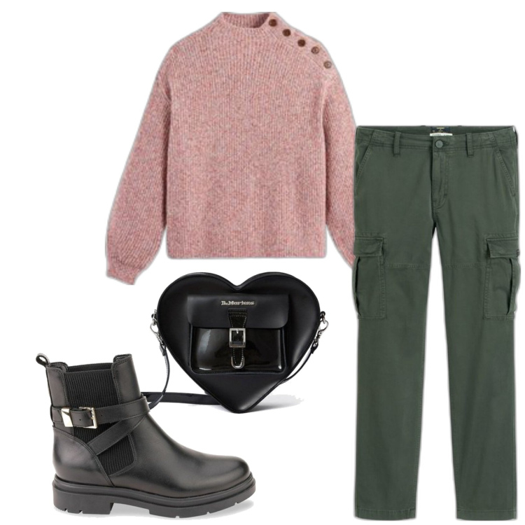 Outfit mujer - Urban style. Estilo Urban para Todos los días. Combinación con botines, pantalones cargo, mochilas, prendas de punto.