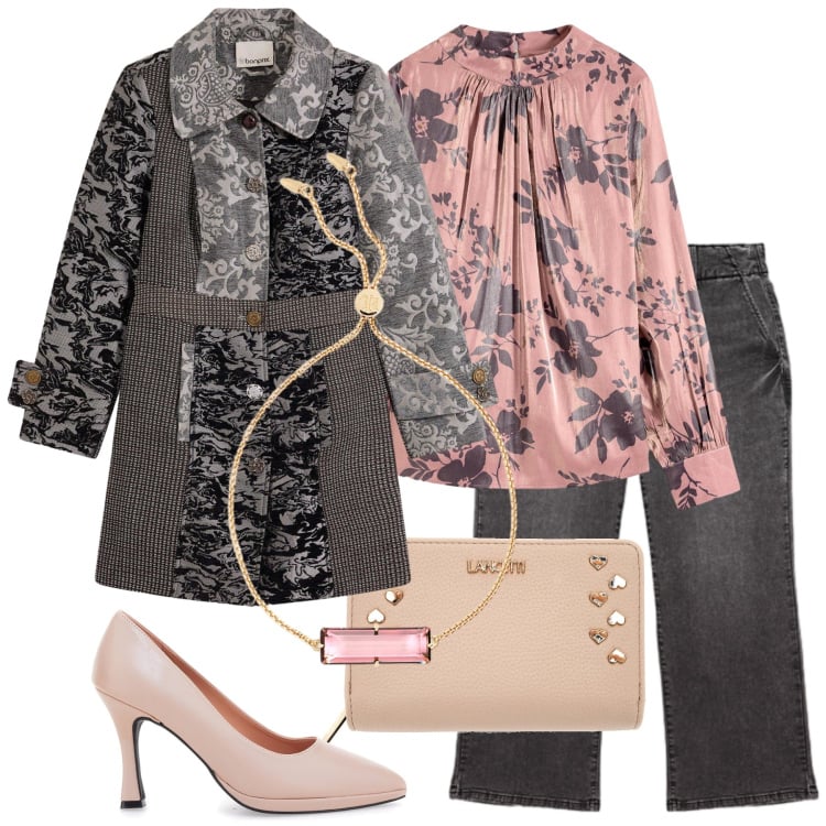 Outfit donna - Total look #2256719. Stile Chic per Tutti i giorni. Abbinamento con tuniche, cappotti, braccialetti, jeans, décolleté, portafogli.