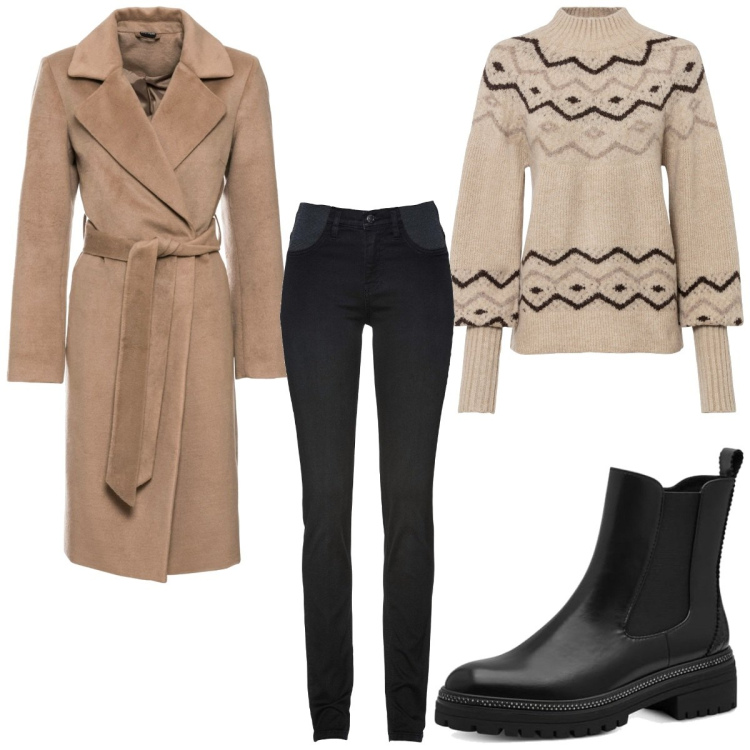 Outfit femme - Basique #5116. Style Basique pour Tous les jours. Assortir avec manteaux, pulls, jeans, boots.