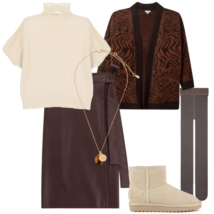 Outfit donna - Maglioni avvolgenti - curvy. Stile Casual chic per Tutti i giorni. Abbinamento con cardigans, collant, maglieria, gonne longuette, collane, stivali.