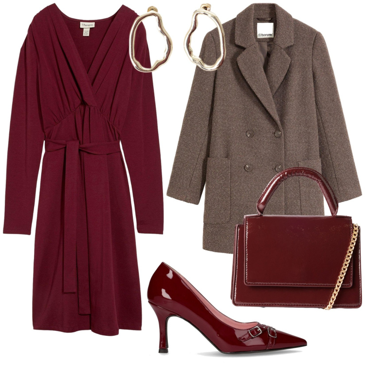Outfit donna - Total look #2256738. Stile Vintage retrò per Serata fuori. Abbinamento con vestiti lunghi, cappotti, borse a tracolla, orecchini, décolleté.