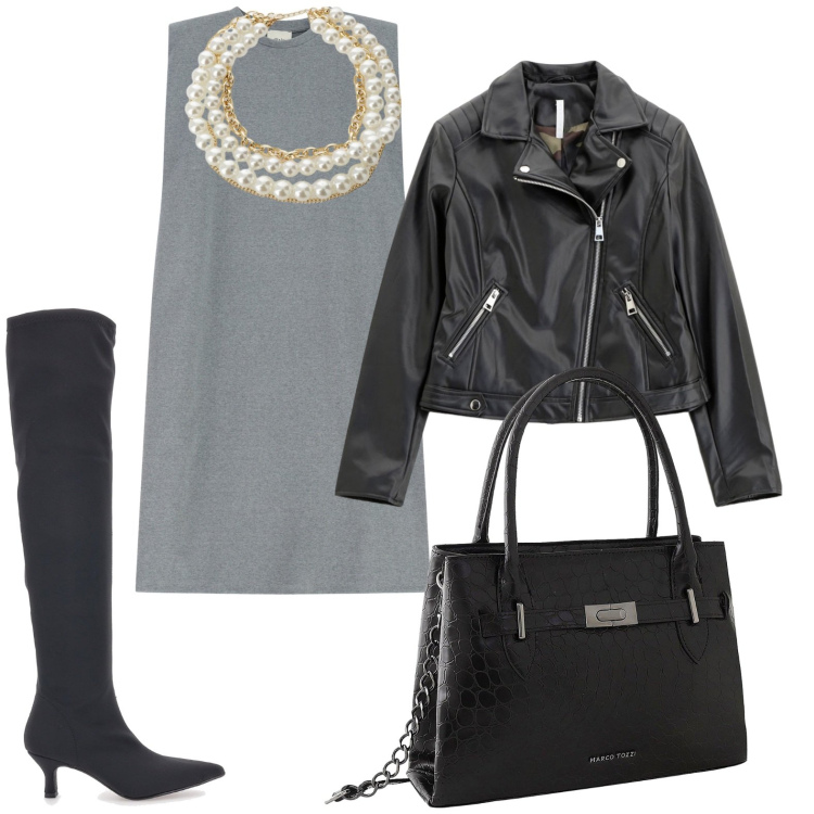 Outfit donna - Tubino e perle. Stile Bon Ton per Ufficio. Abbinamento con borse a mano, blazer, collane, vestiti midi/longuette, stivali.