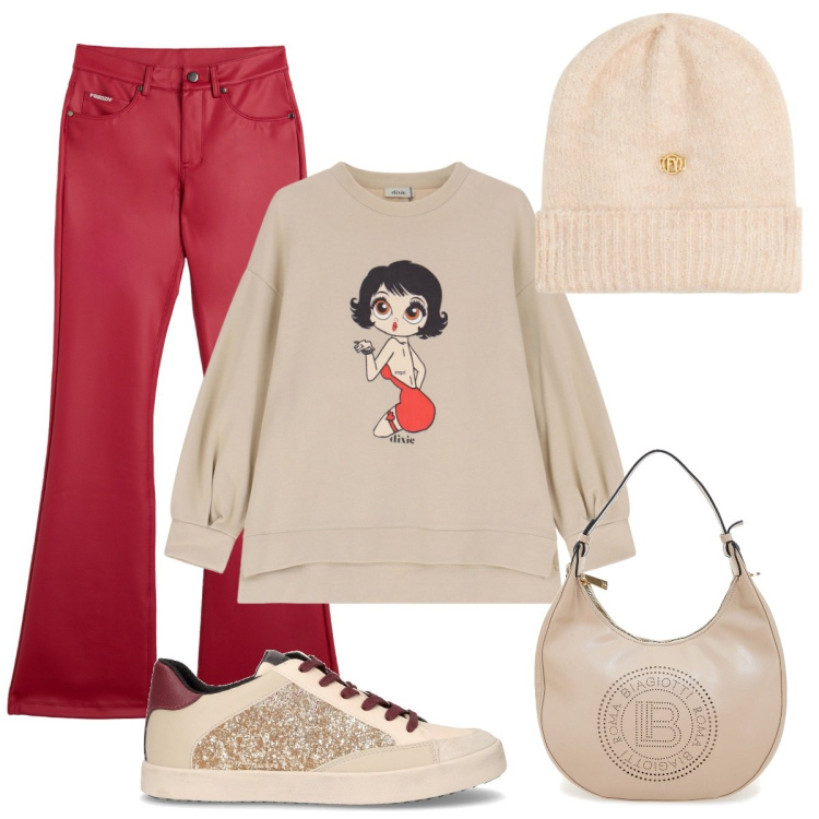 Outfit donna - La felpa. Stile Basic per Tutti i giorni. Abbinamento con pantaloni, berretti, felpe, sneakers, borse a spalla.