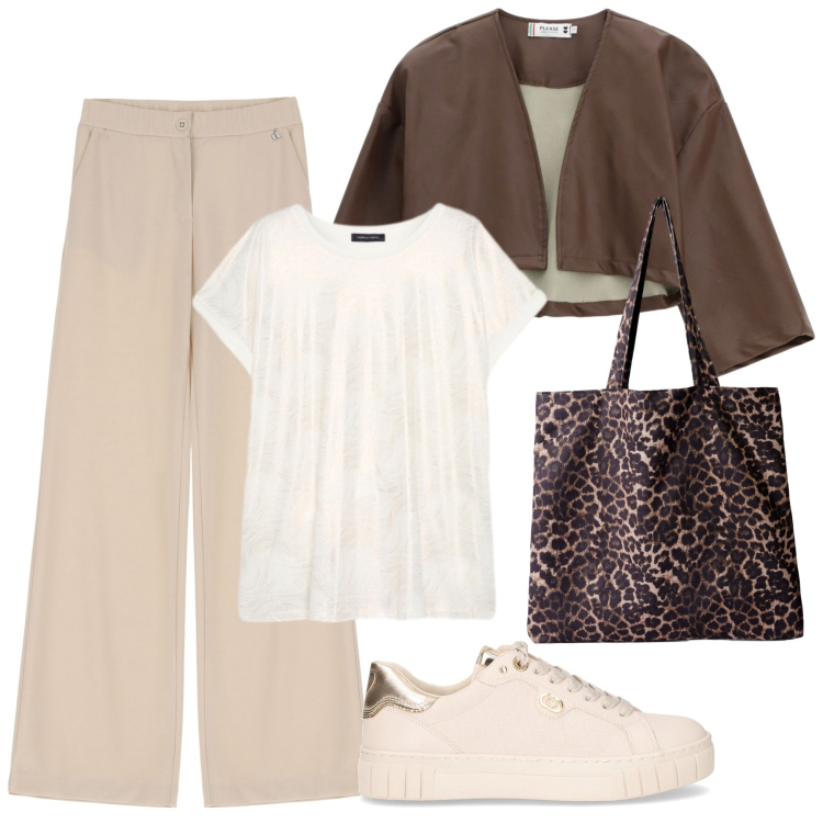 Outfit donna - La mia serata. Stile Casual per Tutti i giorni. Abbinamento con shopping bag, giacche, pantaloni, sneakers, bluse.