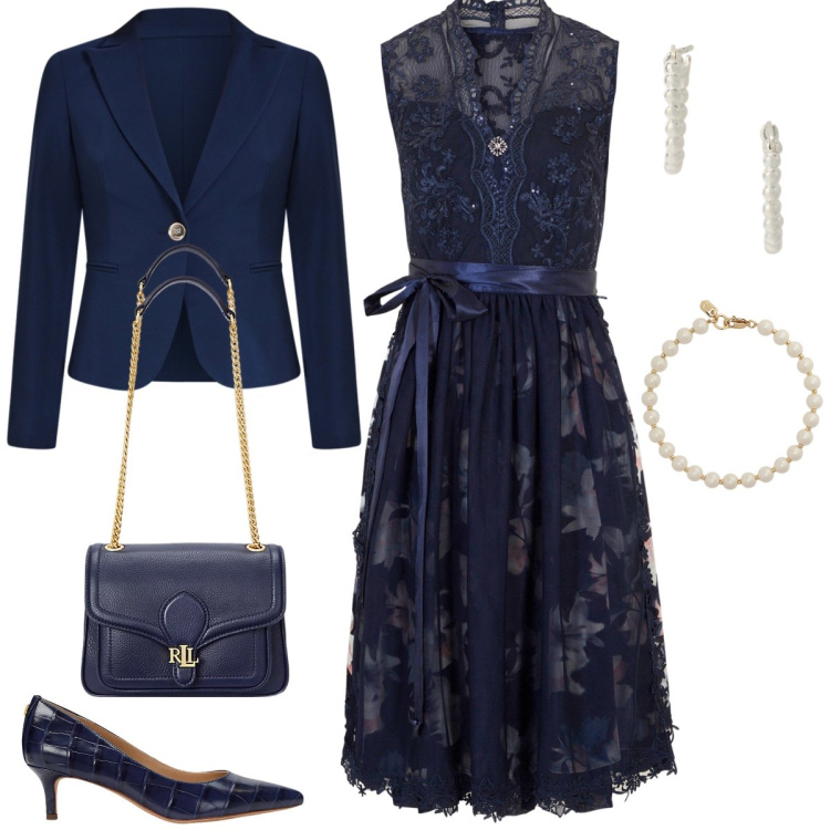 Outfit donna - Cerimonia. Stile Chic per Cerimonia. Abbinamento con vestiti, blazer, orecchini, décolleté, borse a spalla, braccialetti.