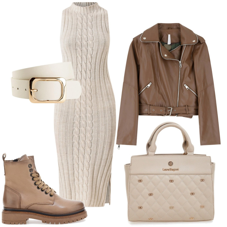 Outfit donna - L\'abito di lana. Stile Basic per Tutti i giorni. Abbinamento con cinture, vestiti midi/longuette, giacche, anfibi, borse a mano.