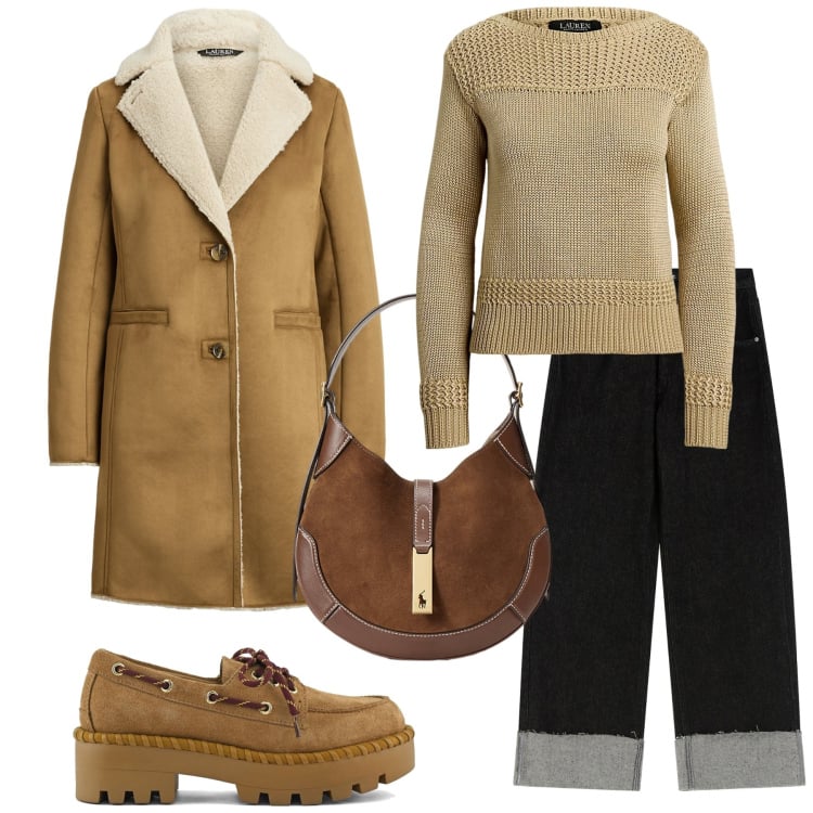 Outfit donna - Total look #2256866. Stile Vintage retrò per Tutti i giorni. Abbinamento con jeans, borse a spalla, maglieria, cappotti, mocassini.