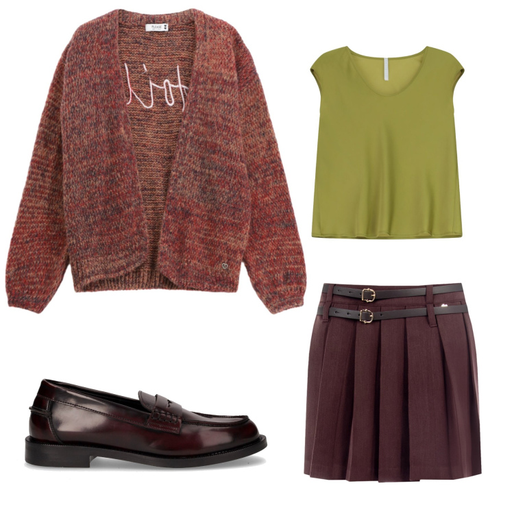 Outfit donna - Total look #2256874. Stile Basic per Tutti i giorni. Abbinamento con cardigans, minigonne, top, mocassini.