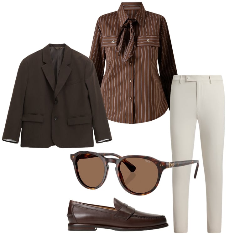 Outfit uomo - Total look #2256875. Stile Business/Elegante per Ufficio. Abbinamento con camicie, giacche, pantaloni, occhiali da sole, scarpe stringate.