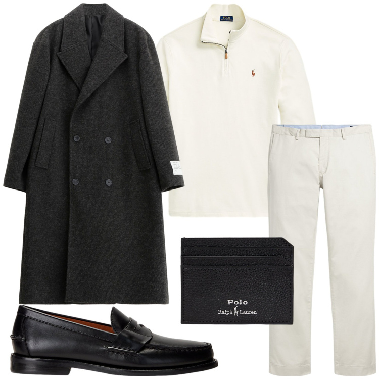 Outfit uomo - Total look #2256889. Stile Business/Elegante per Serata speciale. Abbinamento con cappotti, scarpe stringate, pantaloni chino, portafogli, pullovers.