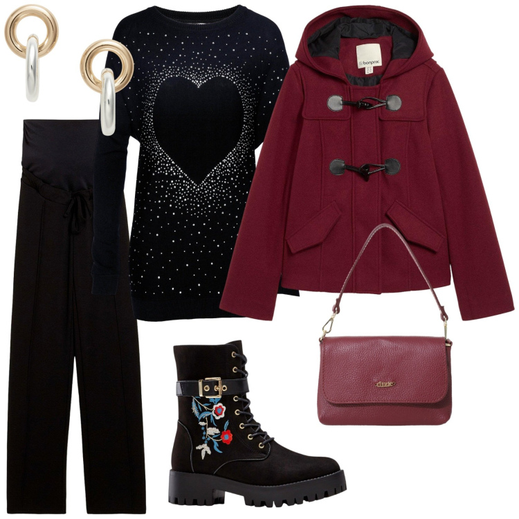 Outfit donna - Maglioni avvolgenti. per Tutti i giorni. Abbinamento con montgomery, stivali, pantaloni, pullovers, borse a tracolla, orecchini.