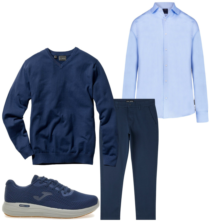 Outfit uomo - In città. Stile Business/Elegante per Serata speciale. Abbinamento con maglieria, pantaloni skinny, camicie, sneakers.
