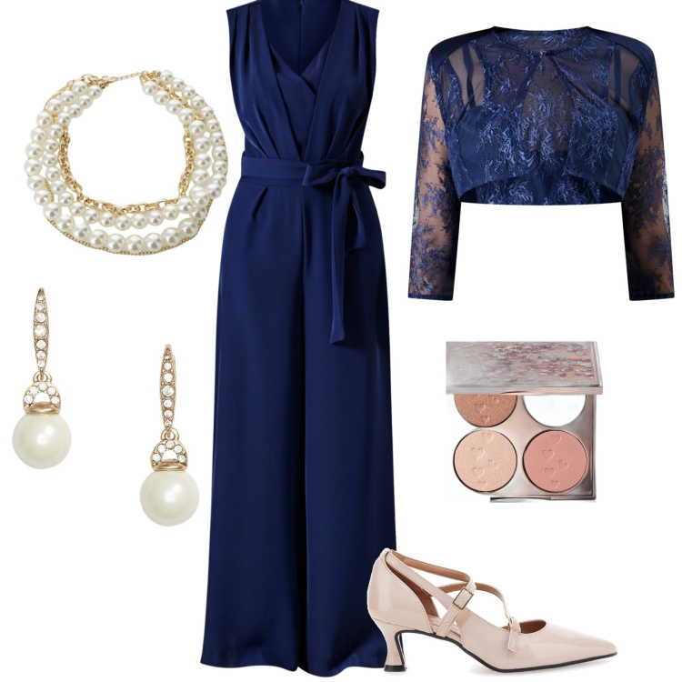 Outfit donna - Cerimonia. Stile Glamour per Cerimonia. Abbinamento con blush, bolero, vestiti chemisier, collane, orecchini, décolleté.