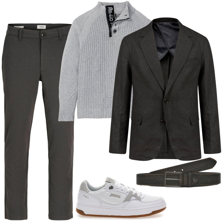 Outfit uomo - Total look #2257145. Stile Casual per Ufficio. Abbinamento con maglieria, pantaloni chino, cinture, giacche, sneakers.