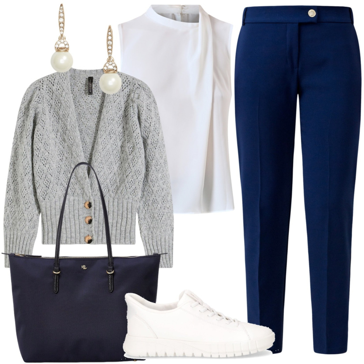 Outfit donna - Il cardigan morbido e stiloso. Stile Casual per Tutti i giorni. Abbinamento con cardigans, pantaloni, top, orecchini, borse tote, sneakers.