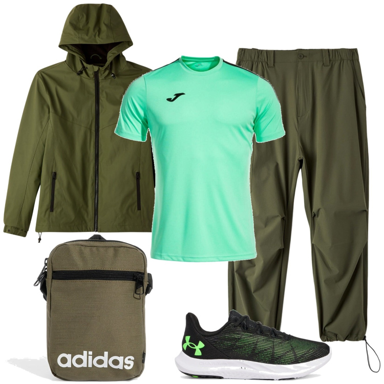 Outfit uomo - In forma. Stile Urban per Sport. Abbinamento con pantaloni, giacche sportive, borse sportive, t-shirt sportive, scarpe sportive.