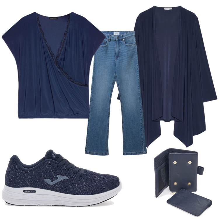 Outfit donna - Total look #2257402. Stile Casual per Tutti i giorni. Abbinamento con jeans bootcut, bluse, portafogli, blazer, sneakers.