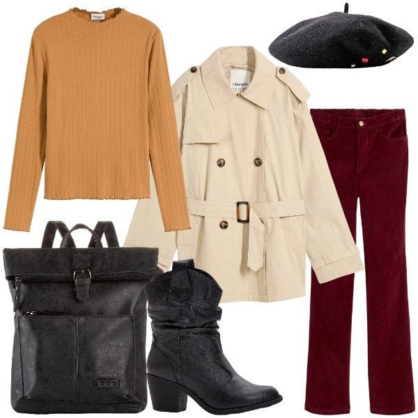 Outfit donna - Neutral by Nature bonprix. Stile Casual chic per Tutti i giorni. Abbinamento con stivaletti texani, cappelli e berretti, zaini, pantaloni, trench, maglieria.