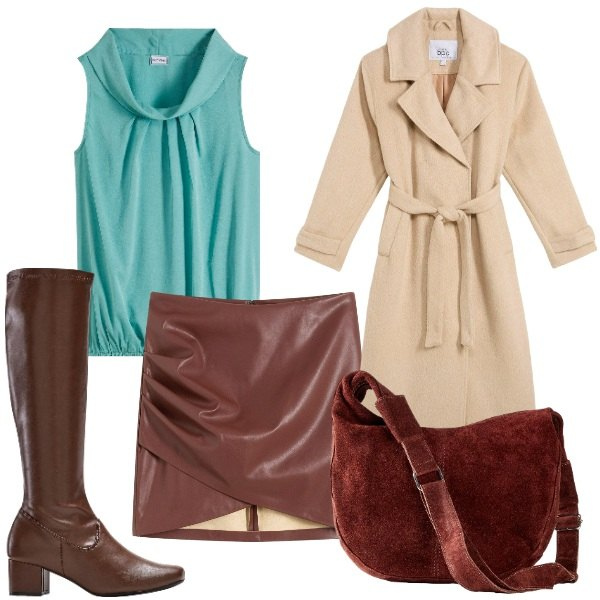 Outfit donna - bonprix - colori naturali. Stile Trendy per Tutti i giorni. Abbinamento con cappotti, stivali, top, borse a mano, minigonne.