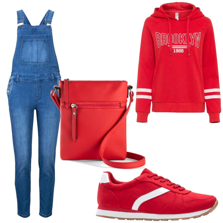Outfit femme - Urban #5821. Style Urban pour Tous les jours. Assortir avec sweats à capuche, sneakers, sacs en bandoulière, salopette.