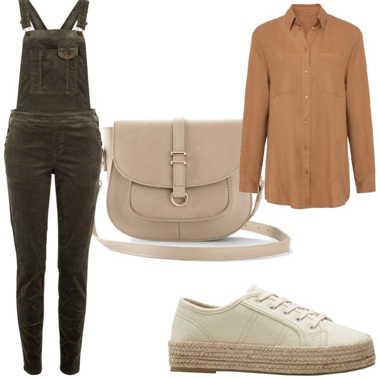 Outfit femme - Boho #2461. Style Boho pour Tous les jours. Assortir avec salopette, chemisiers, sneakers, sacs en bandoulière.