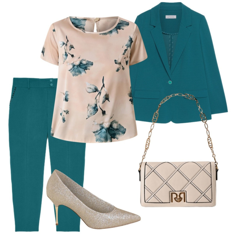 Outfit donna - Tailleur d’Ottanio: Eleganza Decisa. Stile Bon Ton per Cerimonia. Abbinamento con bluse, borse a tracolla, décolleté, pantaloni, blazer.