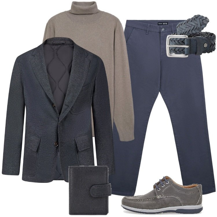Outfit uomo - Total look #2257531. Stile Urban per Tutti i giorni. Abbinamento con maglieria, pantaloni chino, cinture, portafogli, giacche, scarpe stringate.