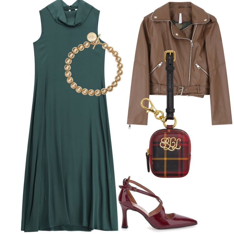 Outfit donna - Serata in abito ottanio. Stile Glamour per Serata fuori. Abbinamento con giacche, vestiti lunghi, braccialetti, pochette, décolleté.