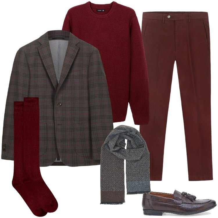 Outfit uomo - Total look #2257555. Stile Business/Elegante per Ufficio. Abbinamento con maglieria, sciarpe, giacche, calzini, scarpe stringate, pantaloni chino.